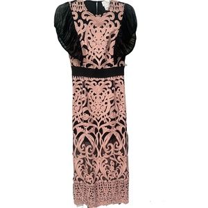 Foxiedox Rosabel Embroidered Midi Sheath Dress, Size M